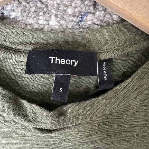 Theory Shirt Womens Small Green Tiny Tee 2 Nebulous P Fitted Cotton Crewneck - Picture 4 of 6